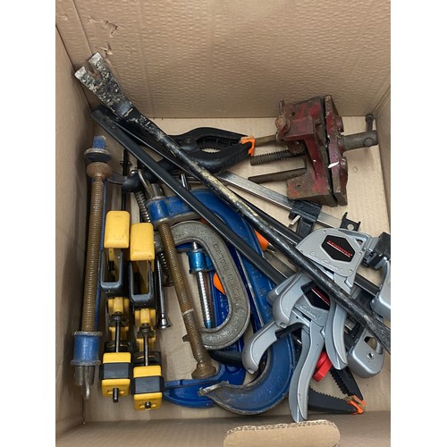 277 - Large selection of G clamps, quick grip clamps, table vice etc