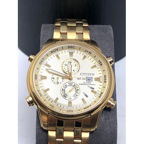 454a - Boxed citizen alarm chronograph quartz gents wristwatch in working order