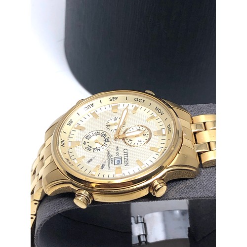 454a - Boxed citizen alarm chronograph quartz gents wristwatch in working order