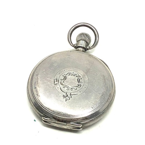 441 - Antique silver half hunter waltham u.s.a traveler pocket watch the watch is ticking