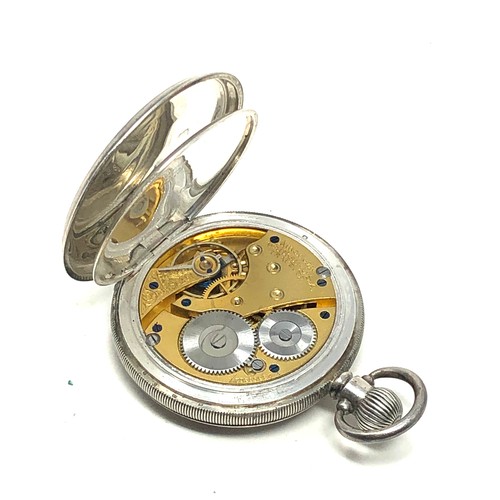 441 - Antique silver half hunter waltham u.s.a traveler pocket watch the watch is ticking