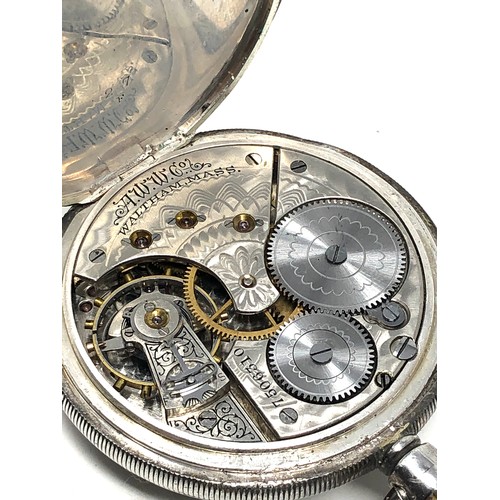 442 - Antique silver open face waltham mass pocket watch the watch is not  ticking