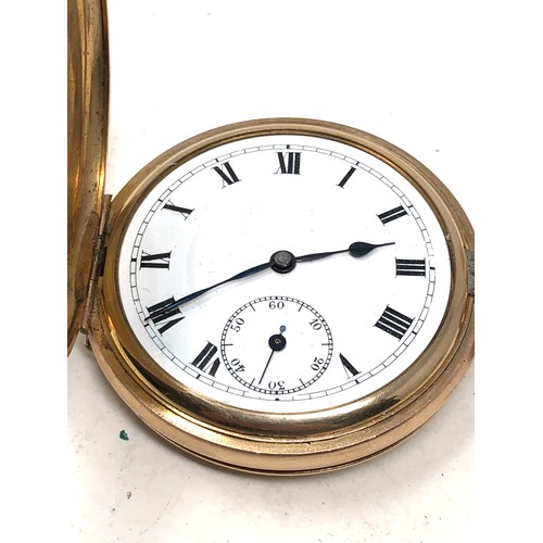 444 - Antique gold plated full hunter Lonville  pocket watch the watch is ticking