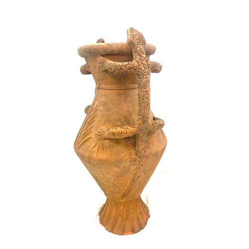 137 - Vintage terracotta vase with Lizard handles total height 19 inches