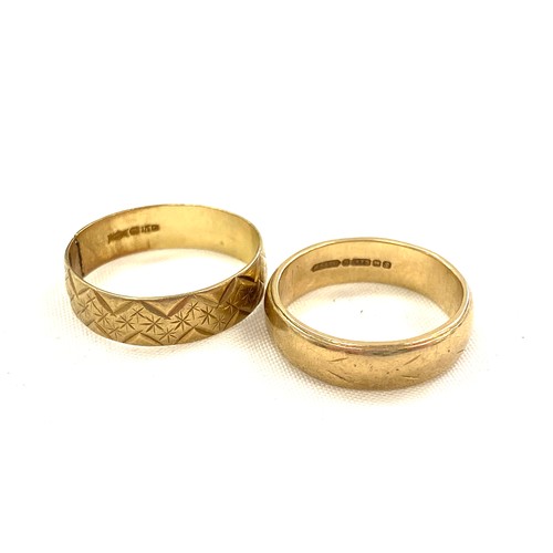 566 - Two 9ct gold rings, both hallmarked, one ring has a split total weight approx 7 grams