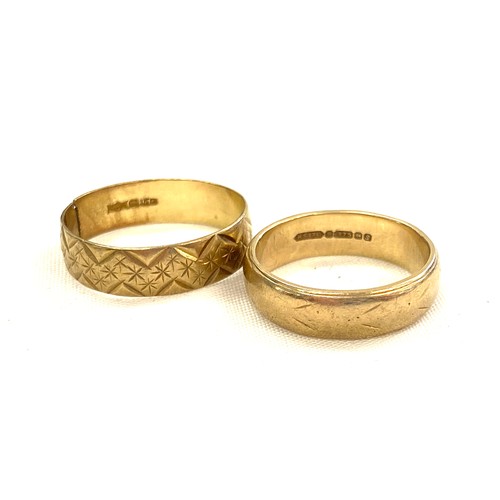 566 - Two 9ct gold rings, both hallmarked, one ring has a split total weight approx 7 grams