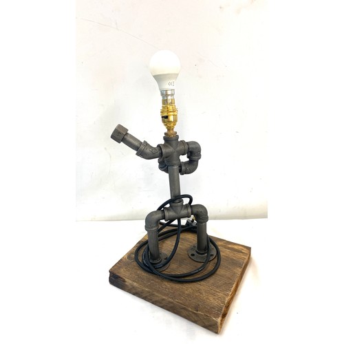 59 - Novelty pipe lamp made from radiator fittings. 
Measures approx 18.5 height