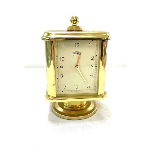 149 - Jaccard by Hilser Office 4 Face World Rotating Desk brass Mantle Clock, untested