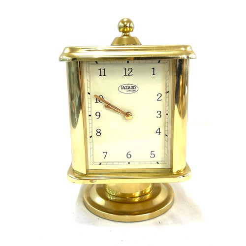 149 - Jaccard by Hilser Office 4 Face World Rotating Desk brass Mantle Clock, untested