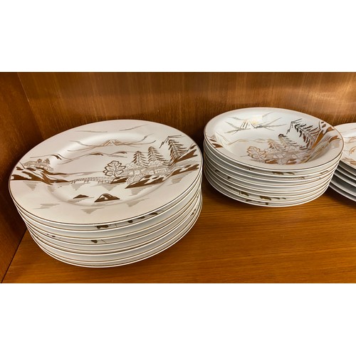 310 - Oriental Lithophane Ware to include 6 coffee cups, milk jug, sugar pot, five tea cups 1 repaired, su... 