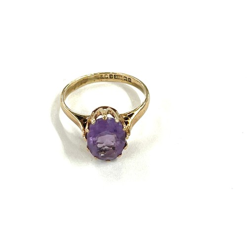 570 - 9ct gold and amethyst ring uk size I+ total weight 1.9g