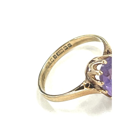 570 - 9ct gold and amethyst ring uk size I+ total weight 1.9g