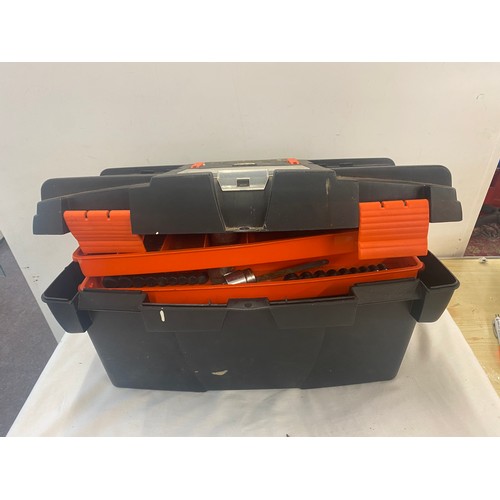 296 - Plastic tool box with contents