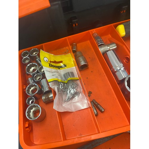296 - Plastic tool box with contents
