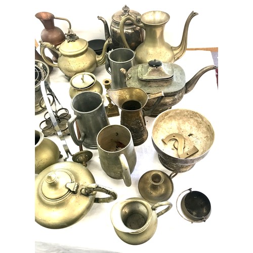 309 - Selection of various brass, silver plate pieces etc