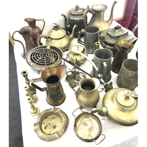 309 - Selection of various brass, silver plate pieces etc