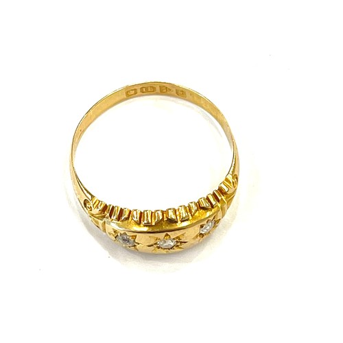 106 - 18ct gold diamond gypsy ring, ring size approx q, weight approx 3g, Good overall condition, no stone... 