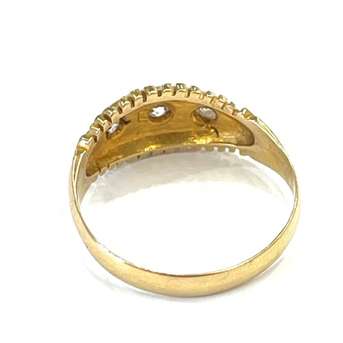 106 - 18ct gold diamond gypsy ring, ring size approx q, weight approx 3g, Good overall condition, no stone... 