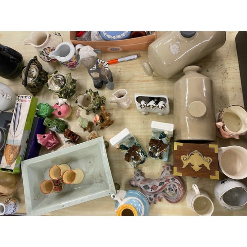 288 - Large selection of miscellaneous includes pottery, wooden box, jugs etc