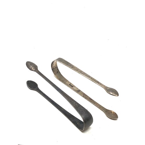 16 - 2 antique silver sugar tongs