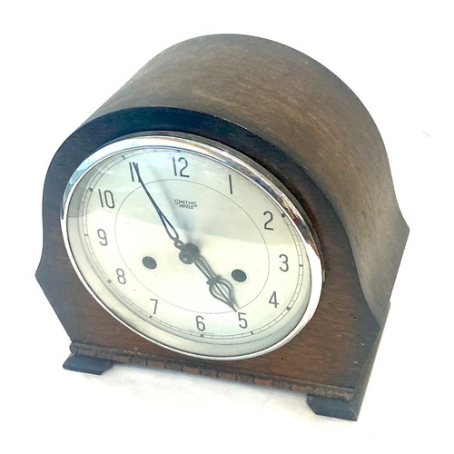 14 - Smiths 2 keyhole mantel clock, untested, no shadow or discolouring to dial