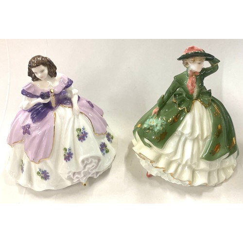 562 - 2 Small Coalport lady figures, Fairest Flowers Holly and Violet, both in good overall condition