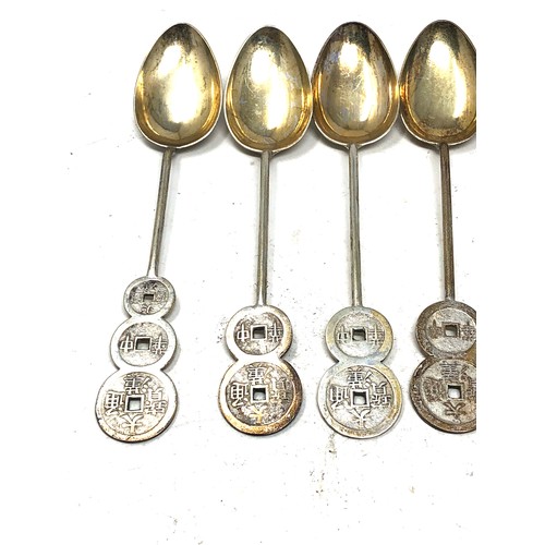 32 - 6 chinese silver tea spoons