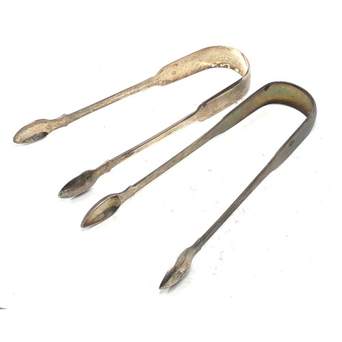 10 - 2 antique silver sugar tongs