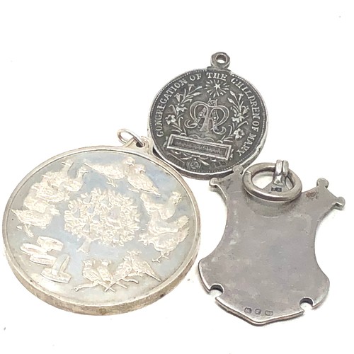 461 - 3 hallmarked silver medals /fobs inc irish