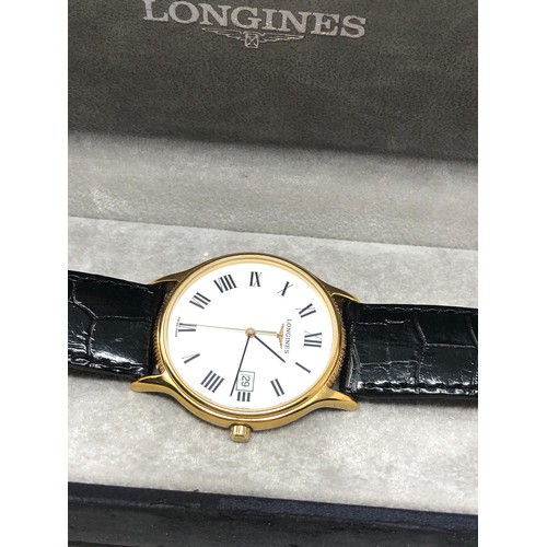 446 - Boxed vintage gents longines wristwatch in working order