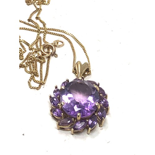 345 - 9ct gold amethyst pendant necklace (2.5g)