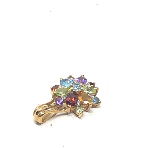 277 - 9ct gold garnet, peridot, citrine, topaz & amethyst cluster pendant (1.6g)