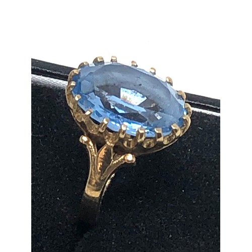 276 - 9ct gold vintage blue synthetic spinel  ring (5.5g)