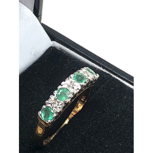 247 - 9ct gold emerald & diamond ring (2.7g)