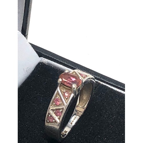 301 - 9ct white gold tourmaline & ruby ring (2.9g)