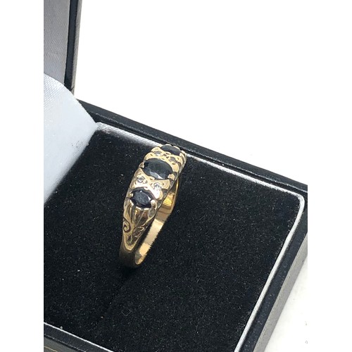 259 - 9ct gold sapphire & diamond ring (2.4g)