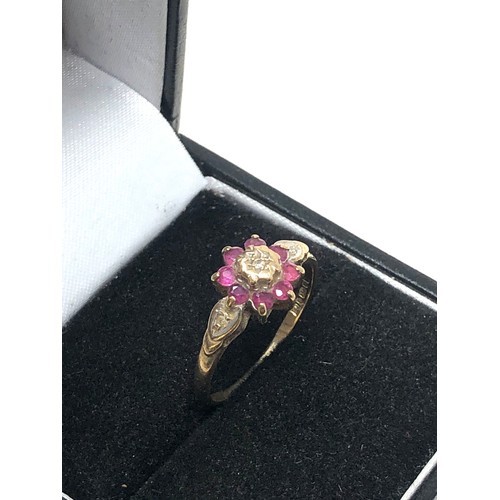 306 - 9ct gold ruby & diamond  ring (1.7g)