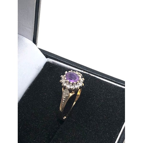 316 - 9ct gold amethyst & diamond ring (1.7g)