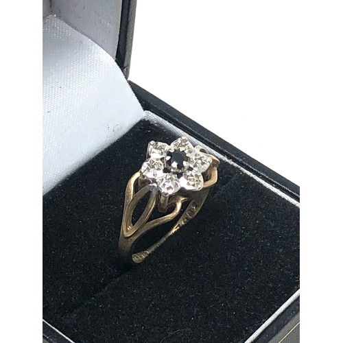 335 - 9ct gold sapphire & diamond ring (2.6g)