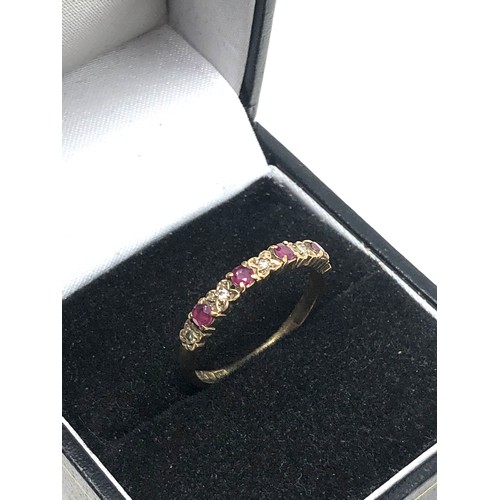 184 - 9ct gold ruby & diamond  ring (1.5g)