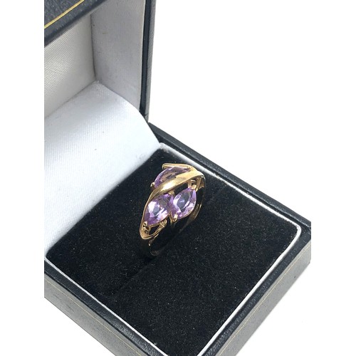 188 - 9ct gold amethyst twist ring (2.5g)