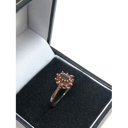 198 - 9ct gold garnet cluster ring (1.6g)