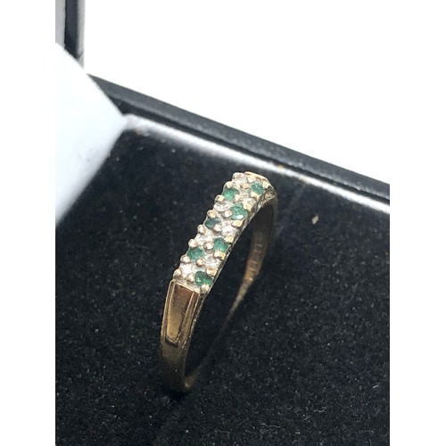 197 - 9ct gold emerald & diamond ring (1.6g)