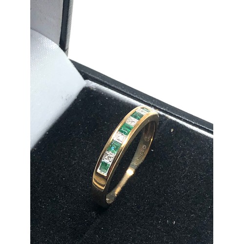 196 - 9ct gold emerald & diamond ring (2g)