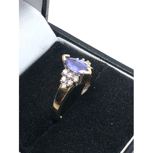 371 - 14ct gold tanzanite & diamond  ring (3.6g)