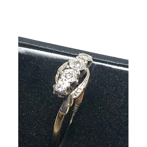 129 - 18ct gold & platinum antique diamond tring (2.1g)