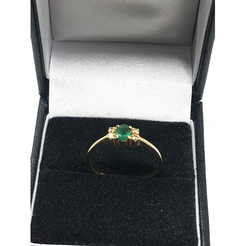 150 - 18ct gold diamond emerald ring (2.2g)