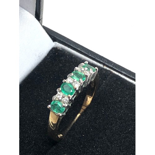 159 - 9ct gold emerald & diamond  ring (3g)