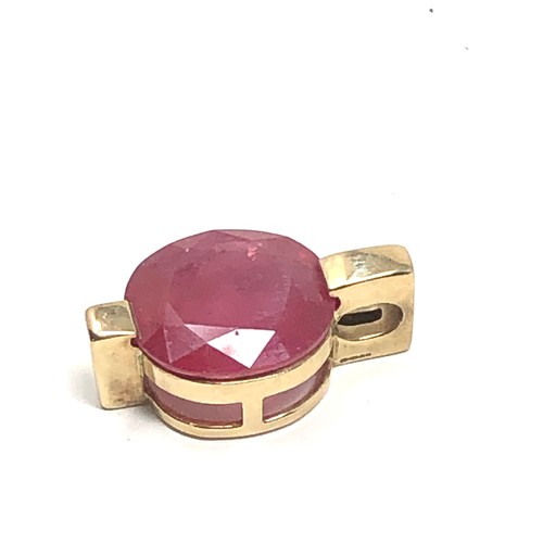 154 - 9ct gold framed ruby pendant (4.4g)