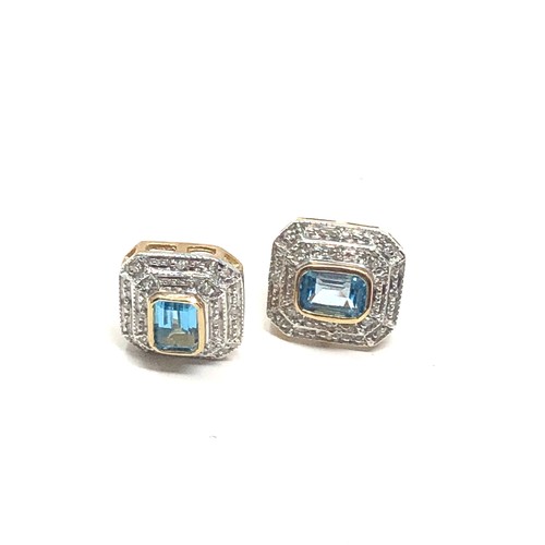 124 - 9ct gold vintage topaz & diamond earrings (2.8g)